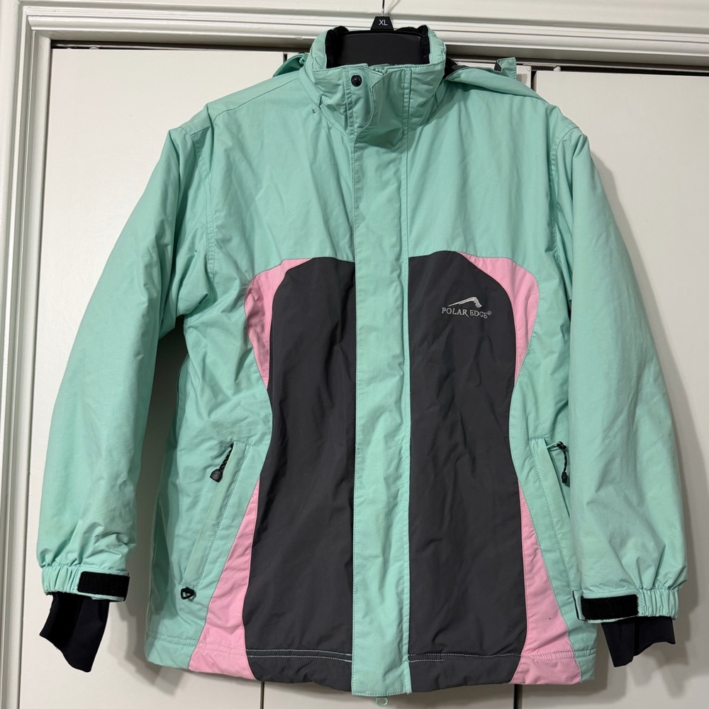 Polar Edge Mint, Gray, and Pink Waterproof Ski Snow Jacket